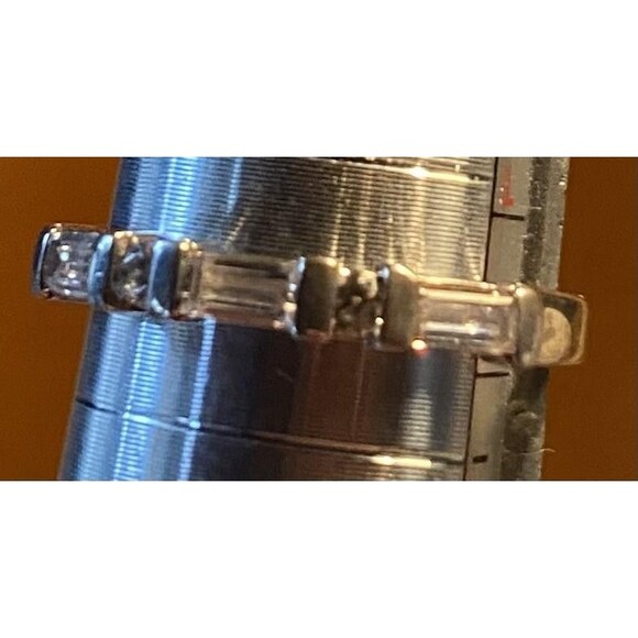 Sterling Silver 925 Eternity Band Ring Baguette Round Clear Stones Size 6 - Picture 1 of 3